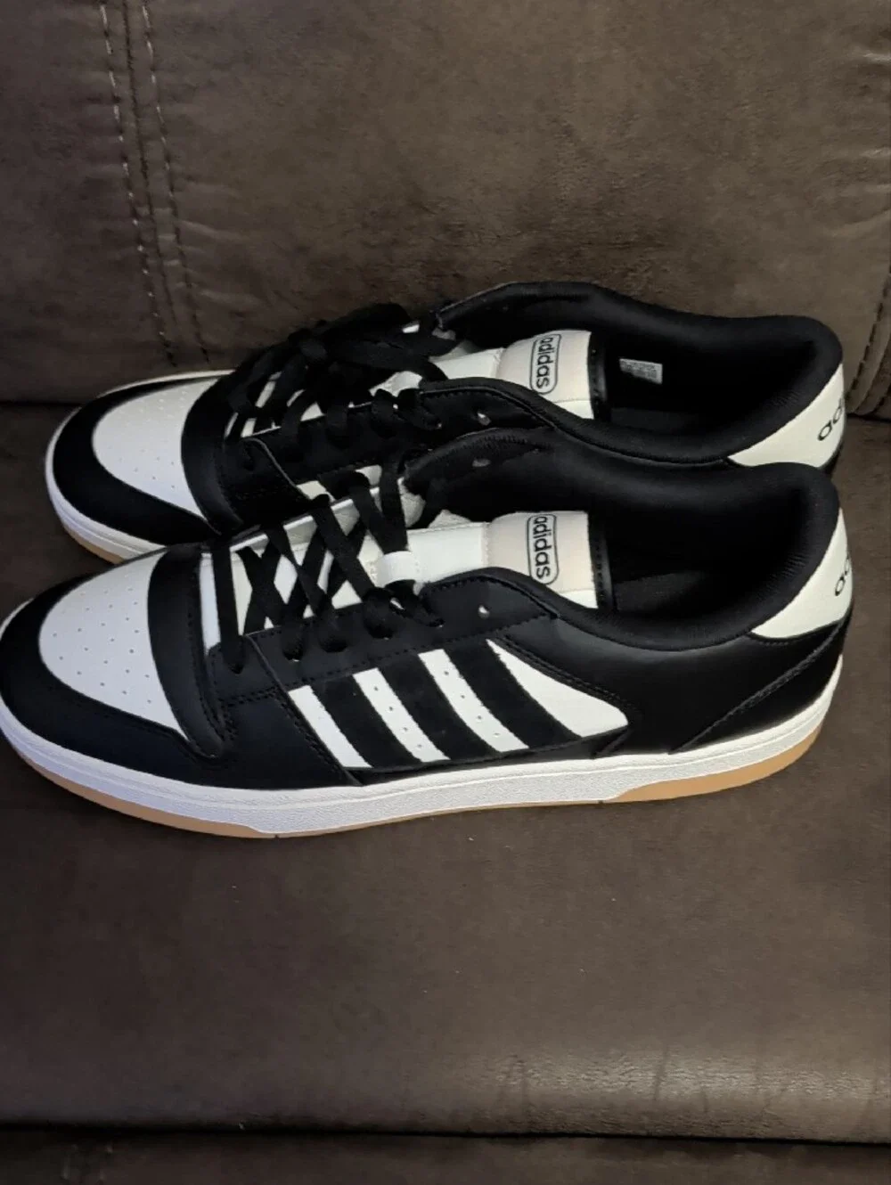 adidas Black and White Low-Top Sneakers with Gum Outsole